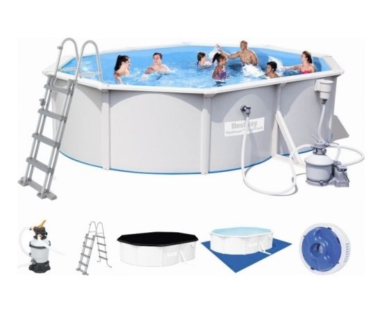 Bestway steel wall pool HYDRIUM set, 500 cm x 360 cm x 120 cm, swimming pool (light grey, with sand filter system)