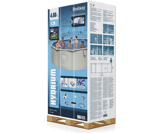 Bestway steel wall pool HYDRIUM set, 460cm x 120cm, swimming pool (light grey, with sand filter system) Бассейны