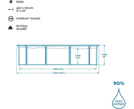 Bestway steel wall pool HYDRIUM set, 460cm x 120cm, swimming pool (light grey, with sand filter system) Бассейны