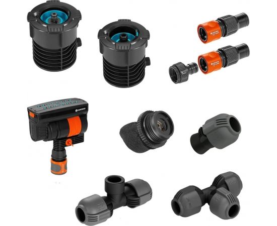 GARDENA Pipeline Starter Set with square sprinkler, water tap (with 2 water sockets)