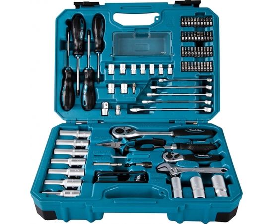 Makita Tool set E-08458, 1/2, 1/4 and 3/8 (blue, 87 pieces, with 2 reversible ratchets)