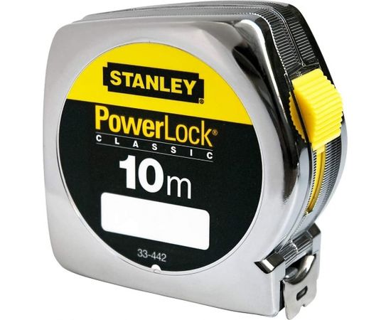 Stanley tape measure Powerlock, 10 meters (silver/yellow, 25mm, plastic case)