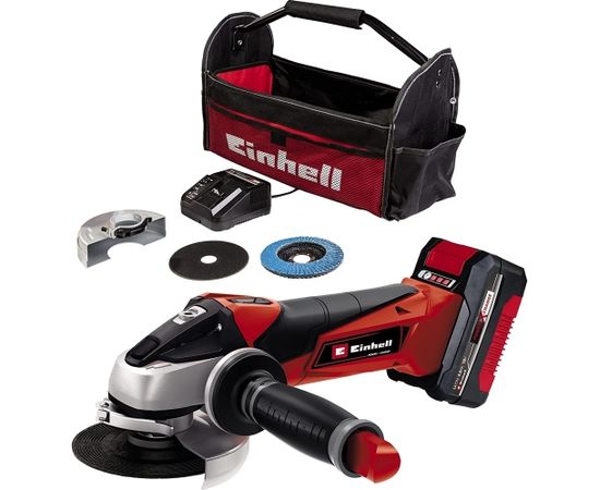 Einhell cordless angle grinder TC-AG 18/115 Li Kit, 18V (red/black, Li-Ion battery 4.0Ah)