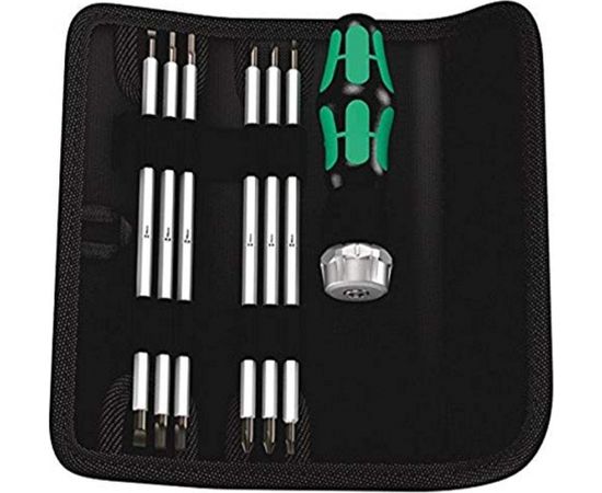 Wera Kraftform Kompakt Vario RA SB, bit set, 7 pieces (black/green, incl. plug-in handle with ratchet function)