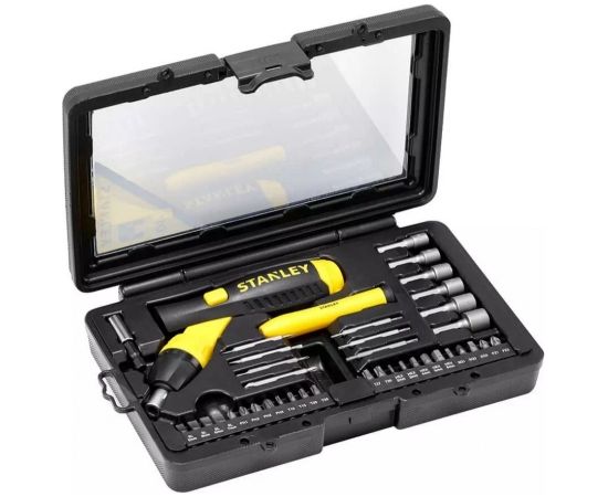 Stanley Swivel Grip Pistol Ratchet Set 40 Piece Bit Set (Black/Yellow with Case)