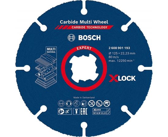 Bosch EXPERT X-LOCK Carbide MultiWheel cutting disc, O 125mm (for angle grinders)