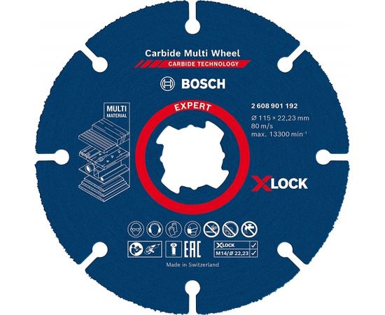 Bosch EXPERT X-LOCK Carbide MultiWheel cutting disc, O 115mm (for small angle grinders)