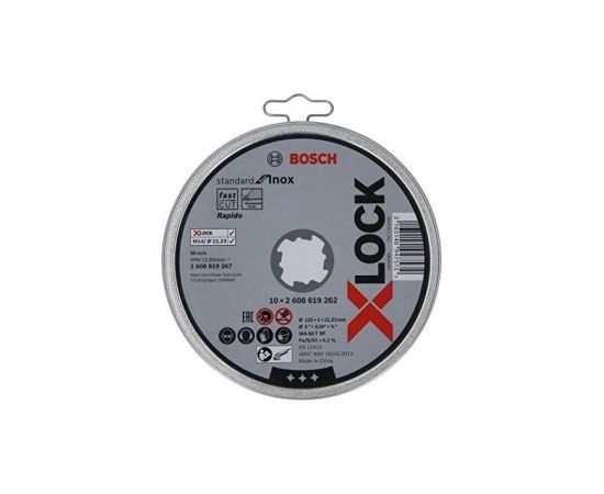 Bosch cutting disc X-LOCK Standard for Inox 125mm straight (10 pieces, 125 x 1 x 22.23mm)