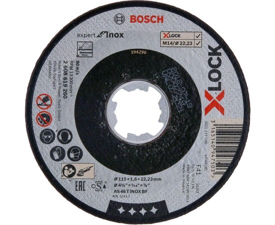 Bosch cutting disc X-LOCK Expert for Inox 115mm straight (115 x 1.6 x 22.23mm)