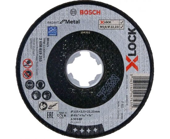 Bosch cutting disc X-LOCK Expert for Metal 115mm straight (115 x 2.5 x 22.23mm)