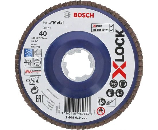 Bosch X-LOCK serrated lock washer X571 Best for Metal, O 125mm, grinding disc (K80, straight version)