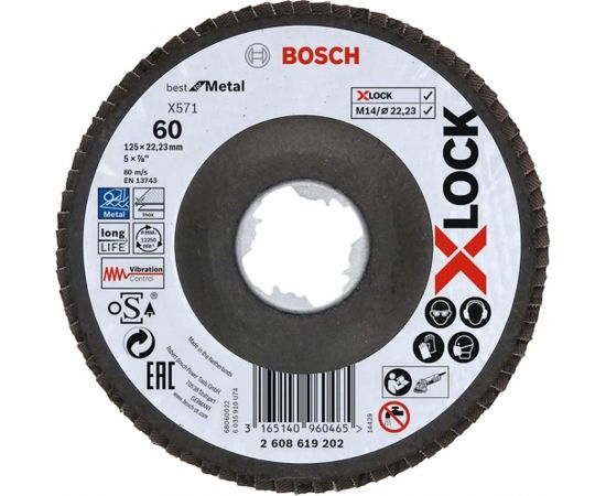 Bosch X-LOCK serrated lock washer X571 Best for Metal, 125mm, grinding wheel (O 125mm, K 60, angled version)