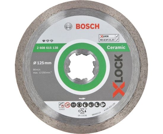 Bosch X-LOCK diamond cutting disc Standard for Ceramic 125mm (O 125mm x 22.23 x 1.6 x 7)