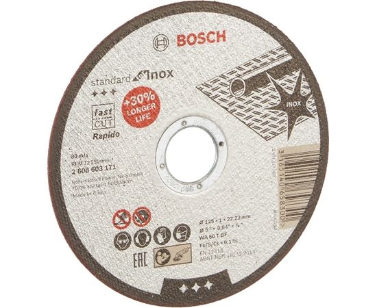 Bosch cutting discs Standard for Inox, Rapido, 125x1mm (WA 60 T BF)