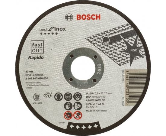 Bosch cutting disc Best for Inox, Rapido, O 125mm (straight, A 60 W INOX BF)