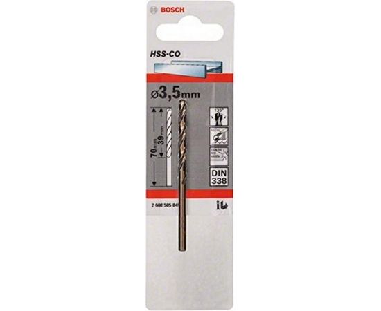Bosch metal twist drill HSS-Co, DIN 338, O 3.5mm (working length 39mm)