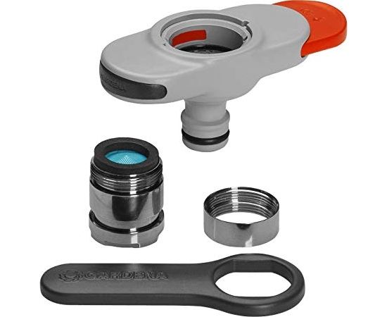 GARDENA Faucet Connector for Indoor Taps, Faucet Piece (light grey / orange, 13mm (1/2 ") - 19mm (3/4"))