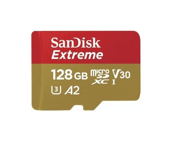 SanDisk Extreme 128 GB microSDXC - UHS-I U3, Class 10, V30, A2