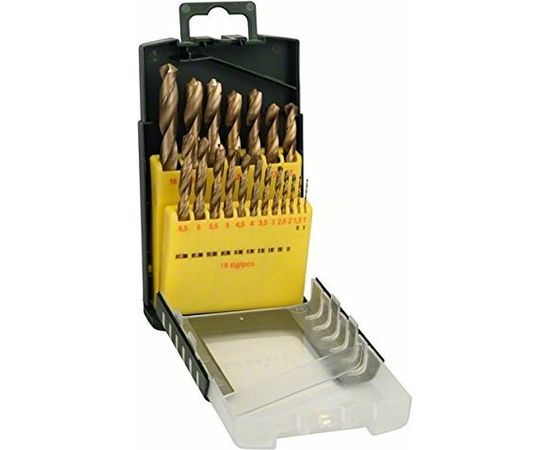 Bosch HSS-TiN metal drill set, 19 items (green)