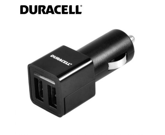 Duracell Universāls 2x 2.4A Divu USB Ligzdu Auto 12V DC 5V Lādētājs Telefonam / Planšetdatoram Melns