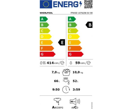 Whirlpool FFWDD 1076258 SV EE Veļas mašīna ar žāvētāju 10/7kg 1600rpm