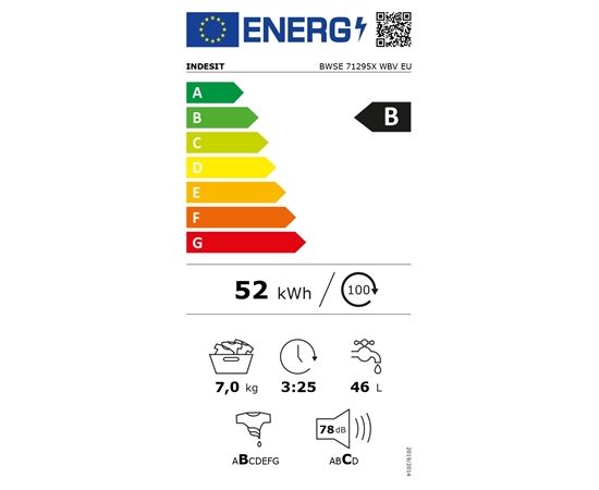 Indesit BWSE 71295X WSV EU Veļas mašīna 7kg 1200rpm