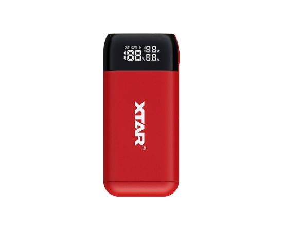 XTAR PB2S red battery charger / power bank to Li-ion 18650 / 20700 / 21700