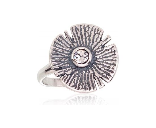 Серебряное кольцо #2101684(POx-Bk)_SV, Серебро 925°, оксид (покрытие), Кристаллы, Размер: 18, 2.9 гр.