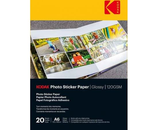 Kodak Photo Sticker Paper Gloss 120gsm A6x20 (3510652)