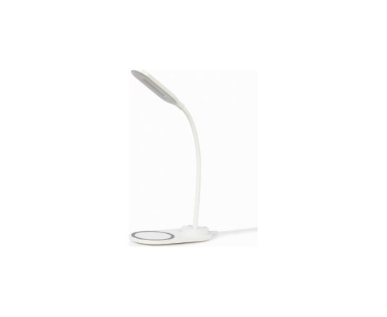 Galda lampa Gembird Desk Lamp with Wireless Charger White