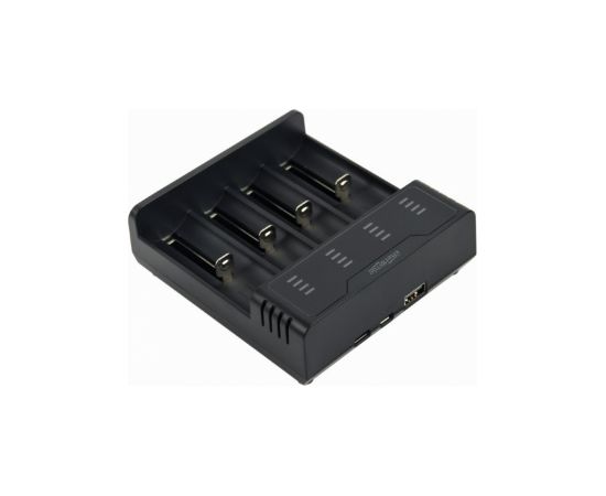 Bateriju lādētājs Gembird USB 4-slot Ni-MH + Li-ion Fast Battery Charger Black