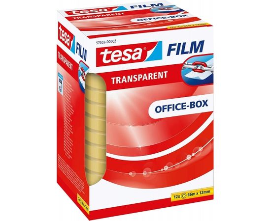 Tesa tesafilm transparent, 12 rolls, 12mm, office box, adhesive tape (transparent, 66 meters)