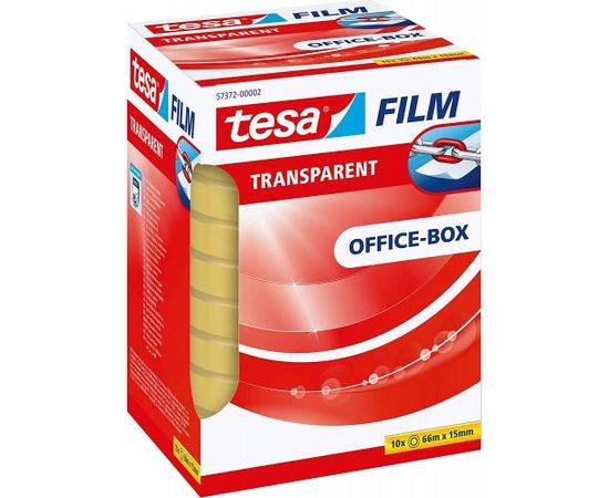 Tesa tesafilm transparent, 10 rolls, 15mm, office box, adhesive tape (transparent, 66 meters)