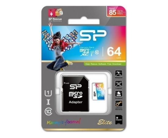 SILICON POWER memory card Elite Micro SDXC 64GB UHS-I A1 V10