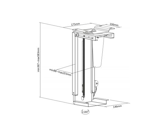 Digitus PC Table Mount 	DA-90411, 30-51 cm, Steel, Black