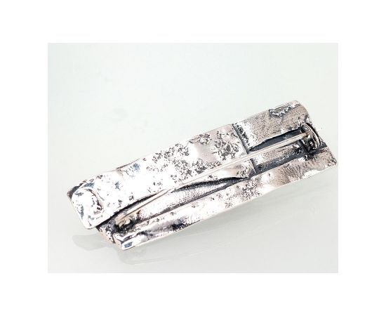 Серебряная брошь #2920170(POx-Bk)_CO, Серебро 925°, оксид (покрытие), Коралл, 8.9 гр.