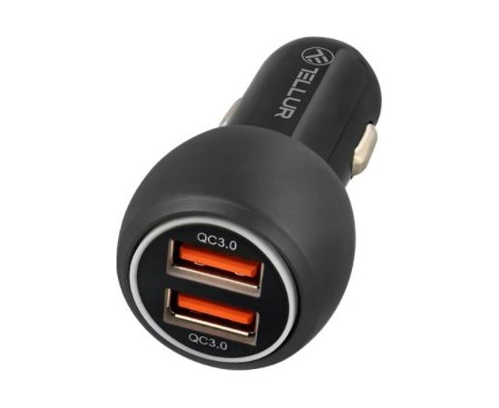 Tellur Dual USB Car Charger With QC 3.0, 6A black