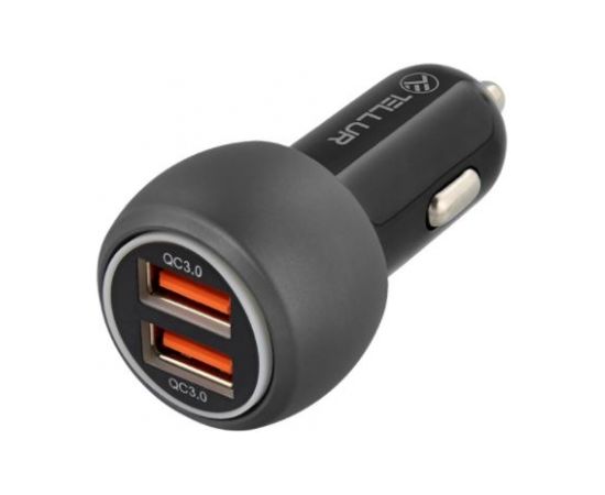 Tellur Dual USB Car Charger With QC 3.0, 6A black