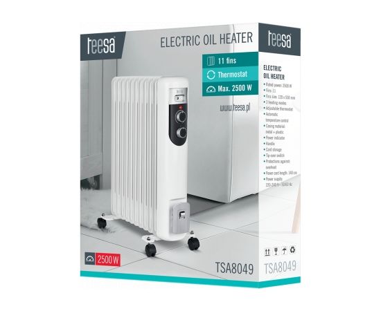 Teesa TSA8049 Electric Oil Heater White 2500 W