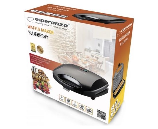 Esperanza EKT008 waffle iron 2 waffle(s) Black 1000 W