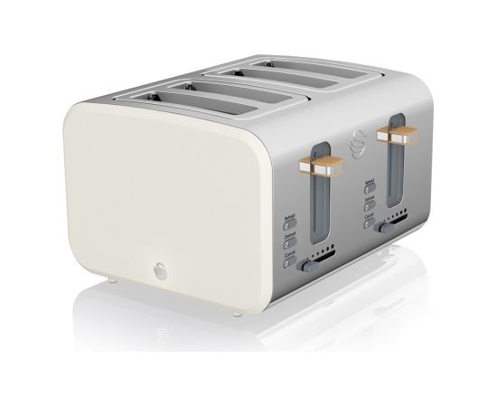 (Ir veikalā) Dubultais Tosteris Swan Nordic 4 slice(s) Stainless steel,White 1500 W