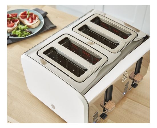 (Ir veikalā) Dubultais Tosteris Swan Nordic 4 slice(s) Stainless steel,White 1500 W
