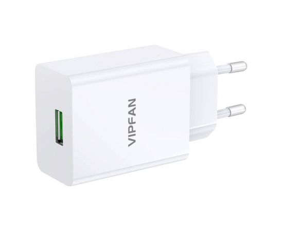 Vipfan E03 wall charger, 1x USB, 18W, QC 3.0 + Micro USB cable (white)