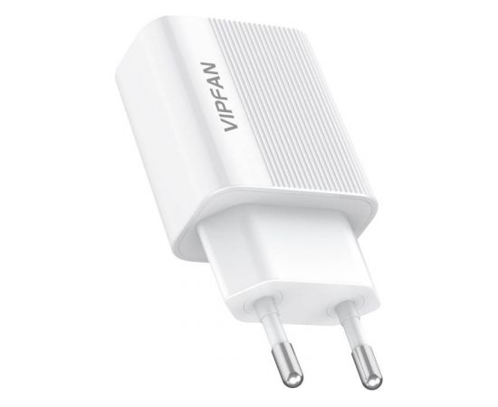 Vipfan E01 network charger, 1x USB, 2.4A + Lightning cable (white)