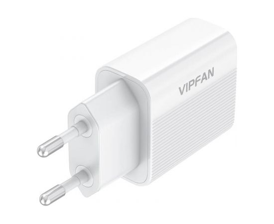 Vipfan E01 network charger, 1x USB, 2.4A + Lightning cable (white)