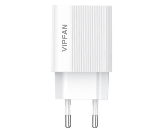 Vipfan E01 network charger, 1x USB, 2.4A + Lightning cable (white)