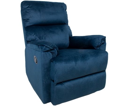 Кресло-реклайнер GUSTAV с ручным механизмом, темно-синий бархат