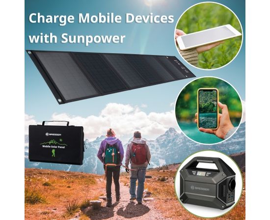 BRESSER Мобильное солнечное зарядное устройство 40 Вт с выходом USB и DC