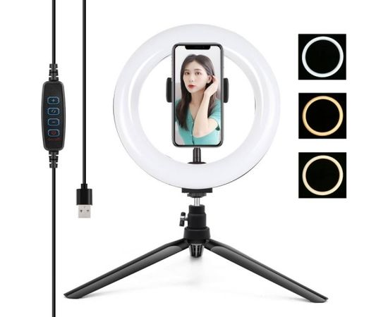 Puluz Tripod Mount with 20cm LED Ring Vlogging PKT3073B