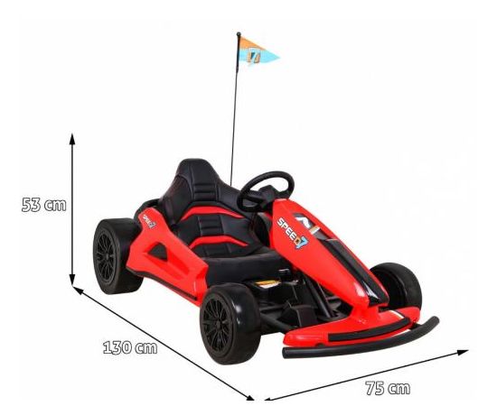 Bērnu elektriskais kartings - GoKart Speed7, sarkans